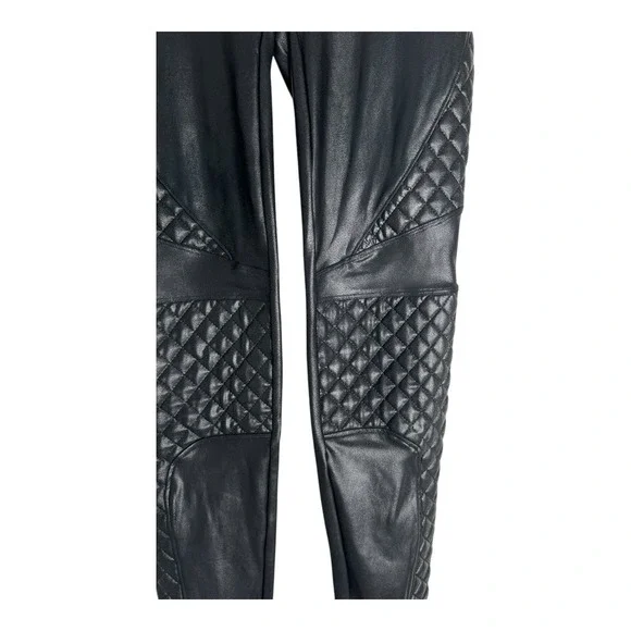 Spanx Black Faux‎ Leather Quilted Women Motto Stretch Leggings Size Small - Picture 5 of 16